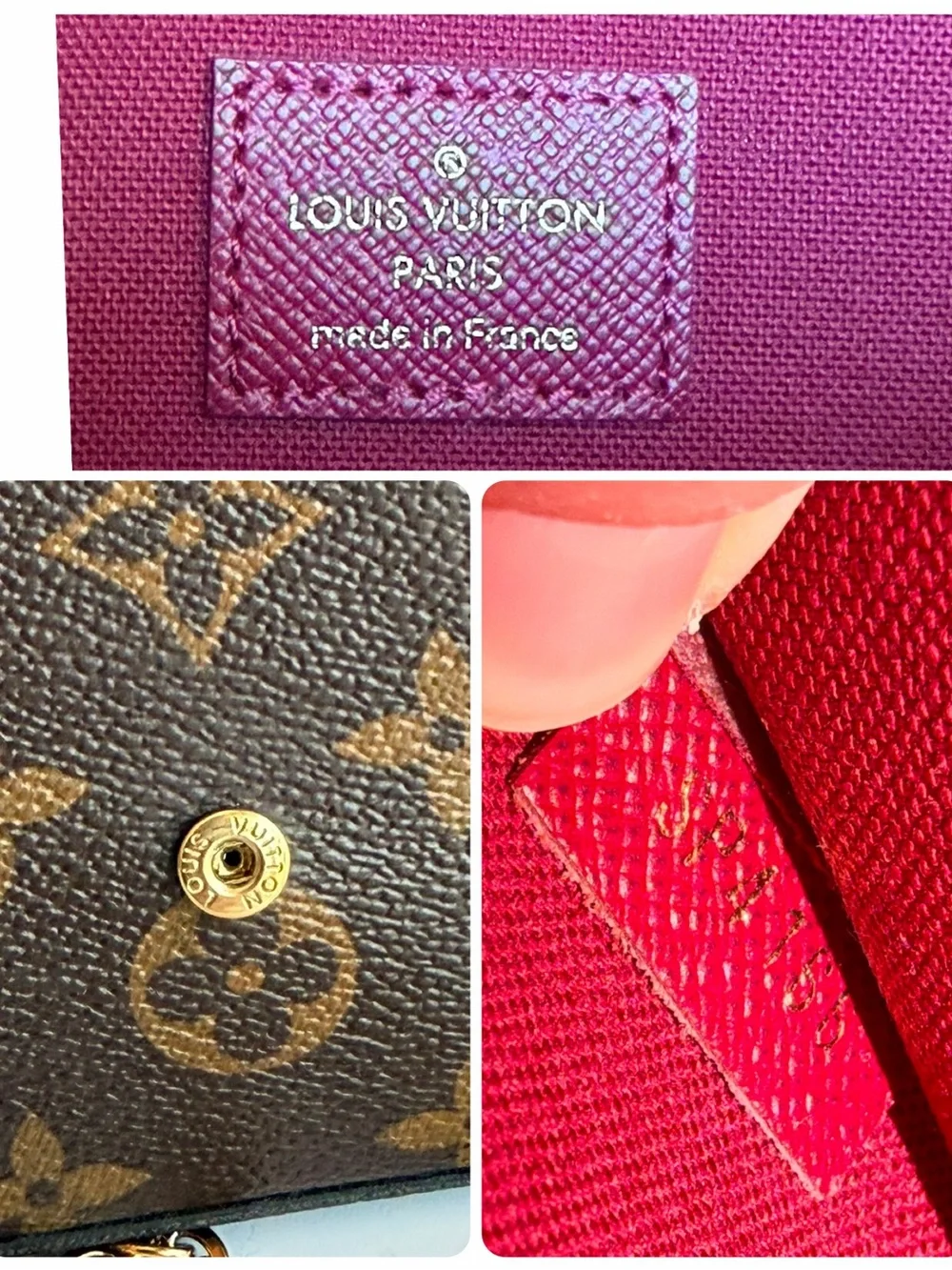 Authentic Louis Vuitton Felicie Pochette Monogram & Fuchsia Crossbody & Inserts